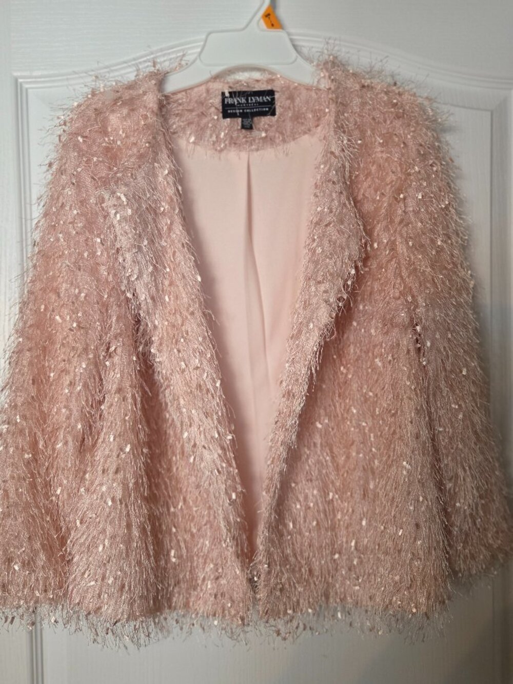 FRANK LYMAN SHAGGY KNIT BOLERO - LIGHT PINK   SIZE M